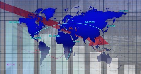 global financial data with world map and graph trends - Download Free Stock Images Pikwizard.com