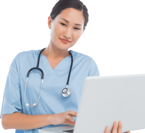 Transparent Portrait Female Nurse Using Laptop - Download Free Stock Videos Pikwizard.com