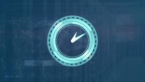 Digital Clock Interface with Moving Data Visuals