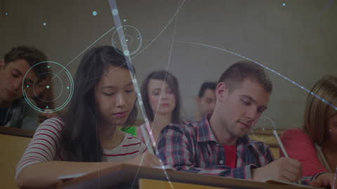 Diverse Students Engaged in Learning with Data Overlay