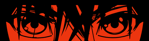 Dramatic anime eyes illustration on transparent background