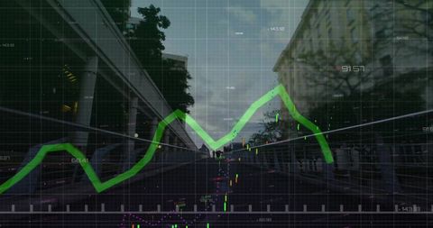Financial Data Technology Concept Over Urban Cityscape