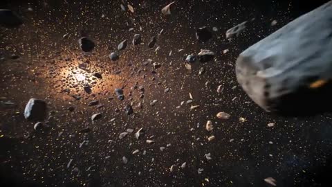 Propelling Through Dense Asteroid Belt with Orange Backlight and High-Speed Forward Thrust