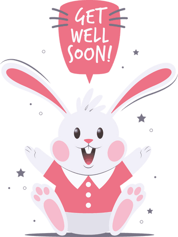 Cute Bunny with Get Well Soon Message on Transparent Background - Download Free Stock Videos Pikwizard.com
