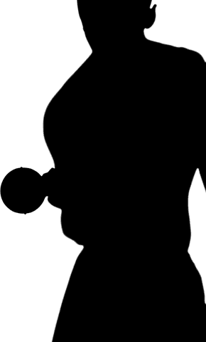 Transparent Silhouette of Man Lifting Dumbbell in Athletic Pose