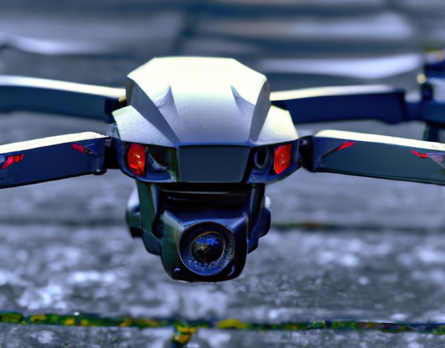 Close-Up of Flying Drone with Camera Outdoors - Download Free Stock Images Pikwizard.com