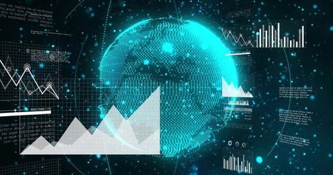 Futuristic Digital Globe with Holographic Data Visualization