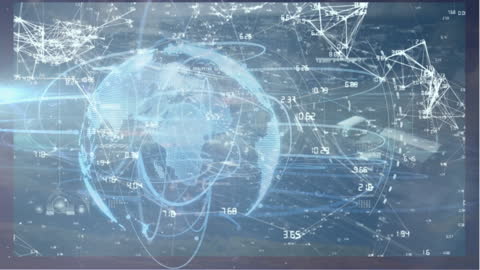 Futuristic Digital Network Overlays on Globe