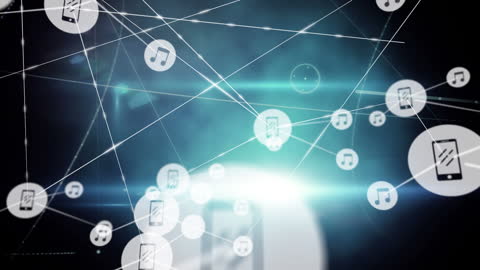 Digital Network with Music Icons and Connections