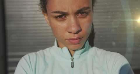 Focused african american athlete outdoors