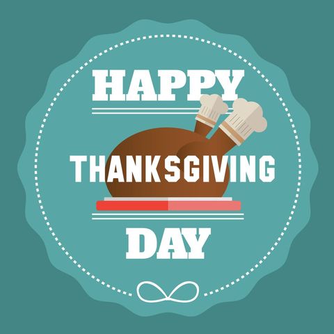 Festive thanksgiving day template with turkey and chef hats