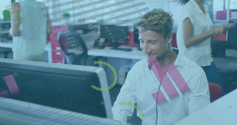 Financial Data Concept with Professionals in Modern Office