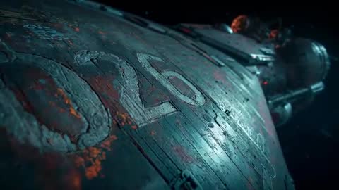 Aft Hull Flyover Revealing Weathered Starship 2046 with Corrosion, Thrusters and Ember Glow