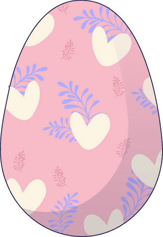 Pastel Pink Egg with Cream Hearts on Transparent Background