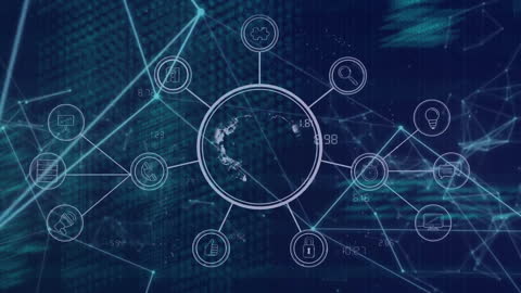 Digital Network Connections with Data and Technology Icons