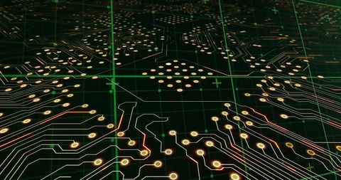 Glowing Circuit Board Representing Data Transfer on Digital Grid - Download Free Stock Images Pikwizard.com