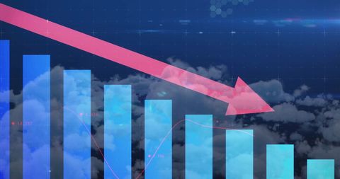 Declining Bar Chart with Downward Arrow Representing Economic Downtrend - Download Free Stock Images Pikwizard.com