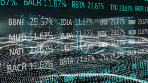 Holographic Trading Board with Ocean Waves and Numbers
