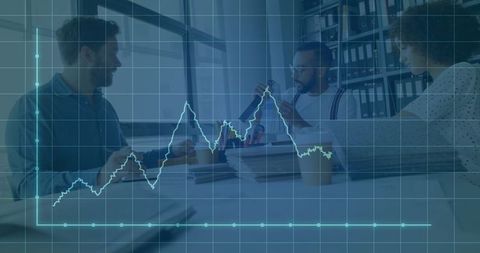 Team Analyzing Growth Trends in Modern Office Setting
