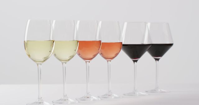 Variety of Wine Glasses with White, Rose, and Red Wine - Download Free Stock Images Pikwizard.com