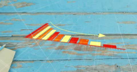 Colorful Bar Graph Illustrating Business Growth on Rustic Surface