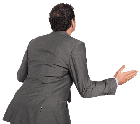Businessman Posing Transparently with Open Hands