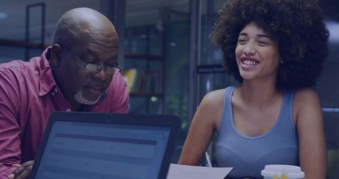 Joyful collaboration in modern office environment