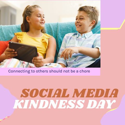 happy siblings promoting social media kindness day - Download Free Stock Templates Pikwizard.com