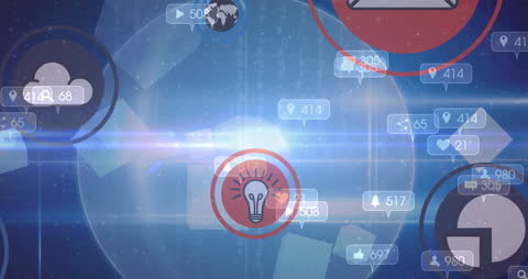 Digital Network with Social Media and Technology Icons