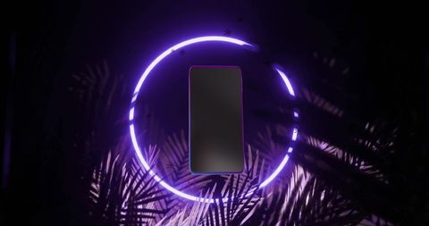 Futuristic smartphone in neon glow