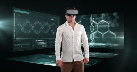Businessman Exploring Virtual Reality in Medical Data Technology Environment - Download Free Stock Images Pikwizard.com