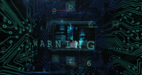 Digital Security Warning Concept with Circuit Overlay