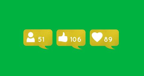 Social Media Engagement Notifications on Green Background - Download Free Stock Images Pikwizard.com
