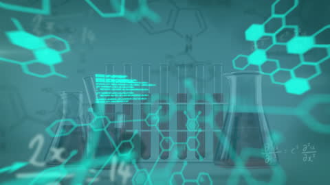 Digital Science Interface with Chemical Formulas and Data