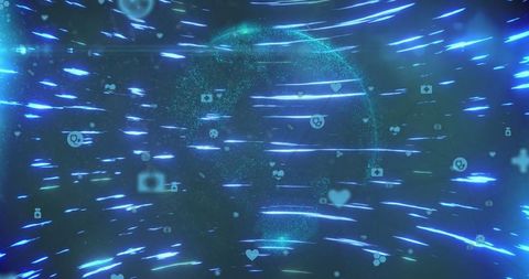 Abstract Digital Network with Icons in Glowing Tunnel - Download Free Stock Images Pikwizard.com