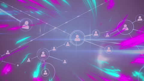 Futuristic Network of Connections with Digital Icons