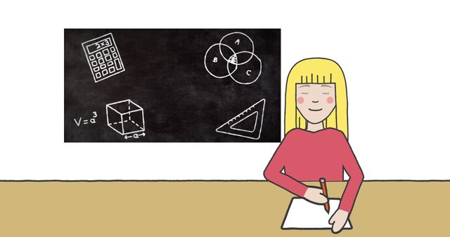 Schoolgirl Studying with Math Equations and Symbols Background - Download Free Stock Images Pikwizard.com