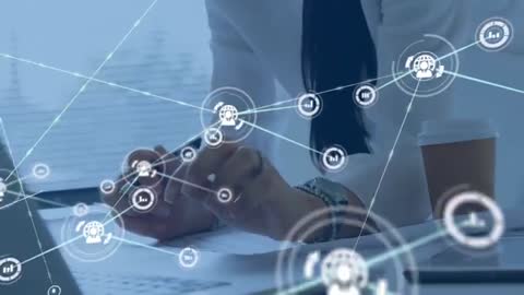 Businesswoman with Digital Network Interface Technology