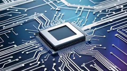 Futuristic Microchip Technology Connecting Circuitry