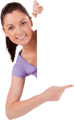 smiling woman presenting blank transparent space - Download Free Stock Videos Pikwizard.com