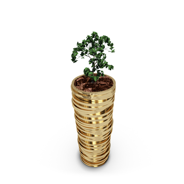 Transparent Plant Growing on Stack of Gold Coins - Download Free Stock Videos Pikwizard.com