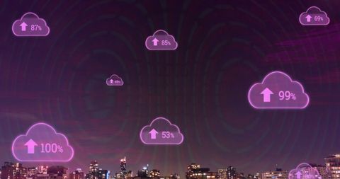 Digital Cloud Integration Over City Skyline - Download Free Stock Images Pikwizard.com