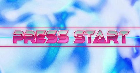 Futuristic neon text on glitch background with bold colors