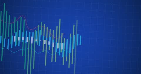 Financial Data Graphics Over Blue Background