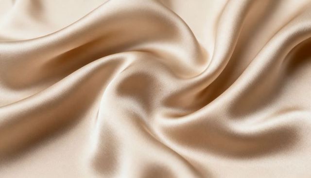 Champagne satin swirl closeup, luxurious smooth silk texture and soft drapery