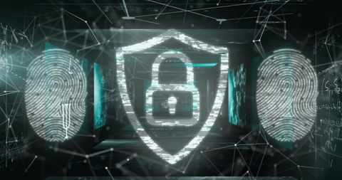 Futuristic Cybersecurity Technology with Digital Lock and Fingerprints - Download Free Stock Images Pikwizard.com