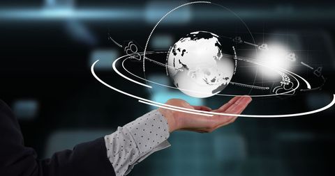 Businesswoman Powering Digital Global Network - Download Free Stock Images Pikwizard.com