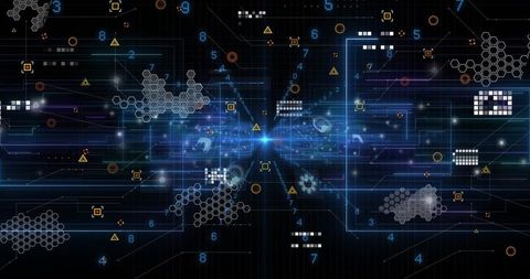 Futuristic Digital Network with Central Node and Blue Beams - Download Free Stock Images Pikwizard.com