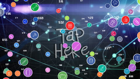 Dynamic Network of Digital Communication Icons in Blue Light
