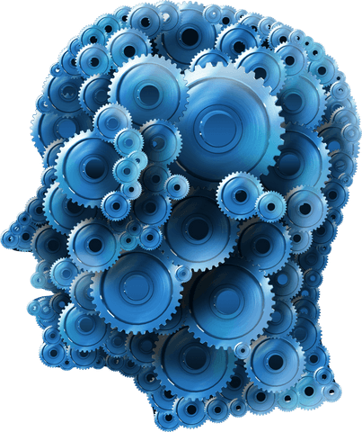 transparent blue gears forming human face vector illustration - Download Free Stock Videos Pikwizard.com